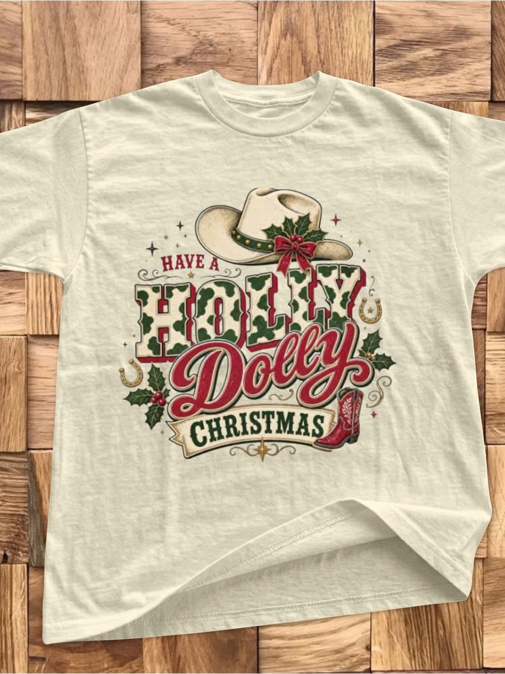 Gildan Cream 'Holly Dolly Christmas' Graphic Tee - Dolly Country Music